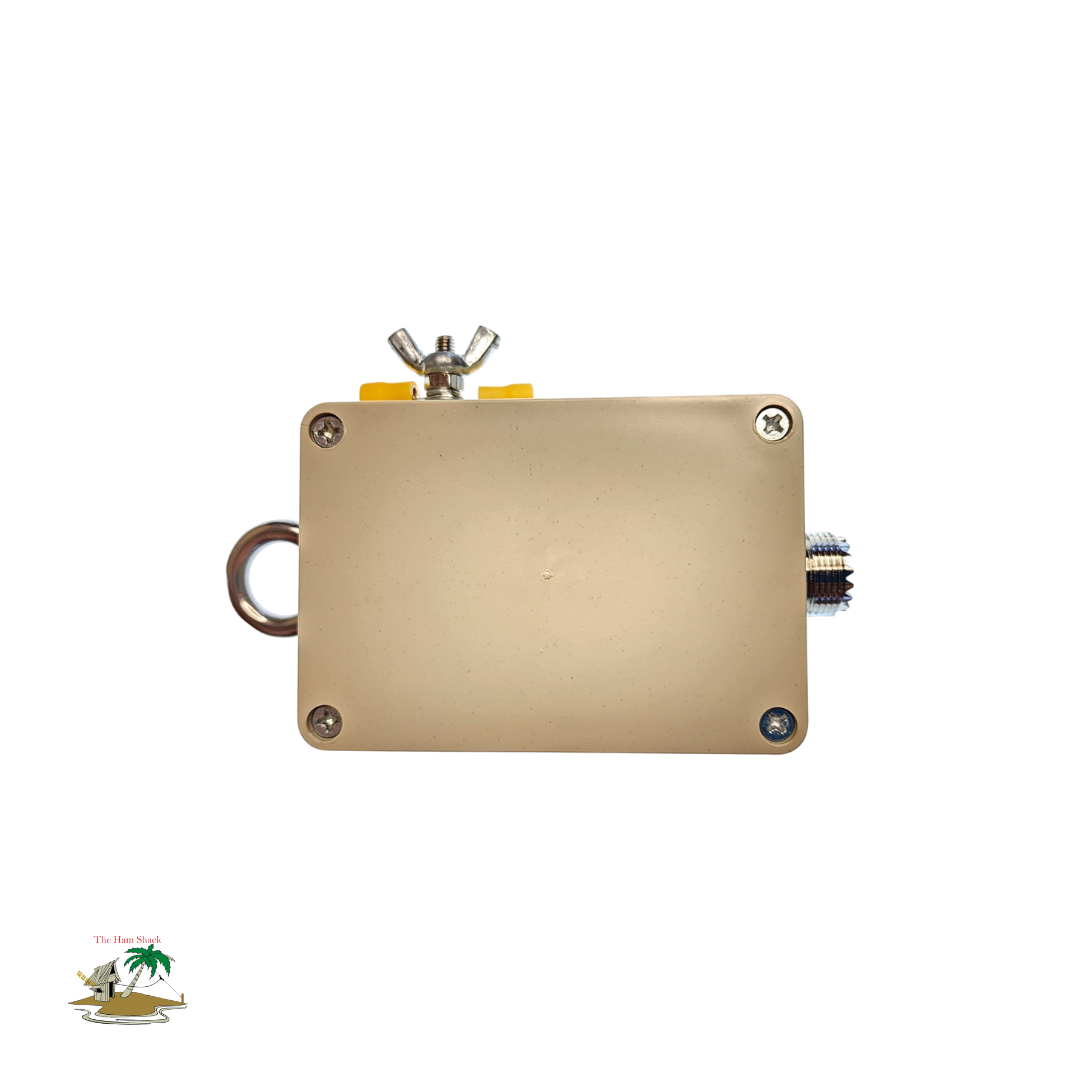 49:1 UnUn front view in depth with the cable attachment, the coax attachment and the eye bolt attachment point