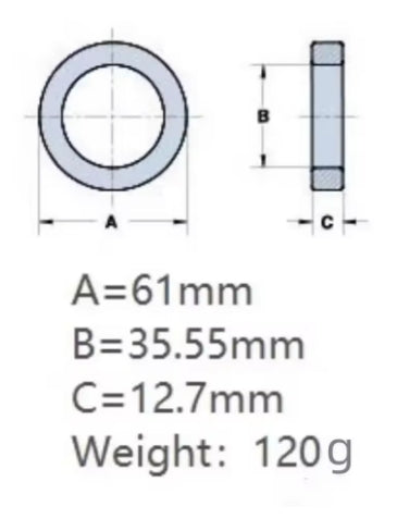 An illustration of the Toroid FT240-43 shoing the dimensions