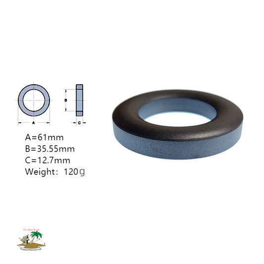 Toroid FT240-43 side view witha  graph showing the measurements 