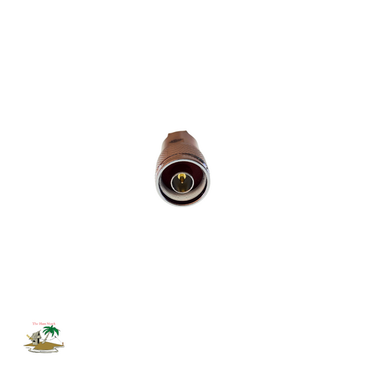 front view of the N-Type Connector designed for use with RG213 coaxial cable showing the middle pin connection also 