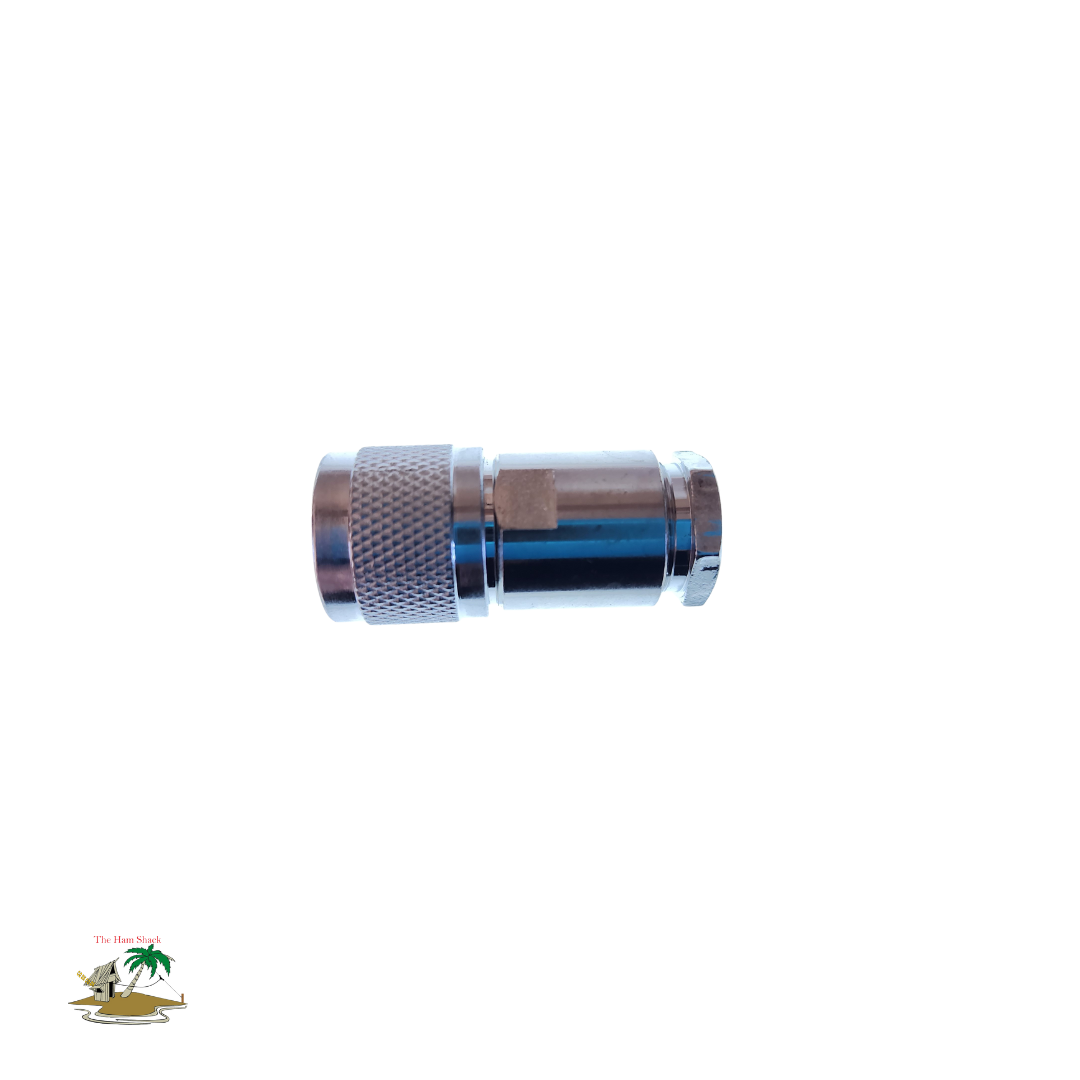 birds eye view of the N-Type Connector designed for use with RG213 coaxial cable 