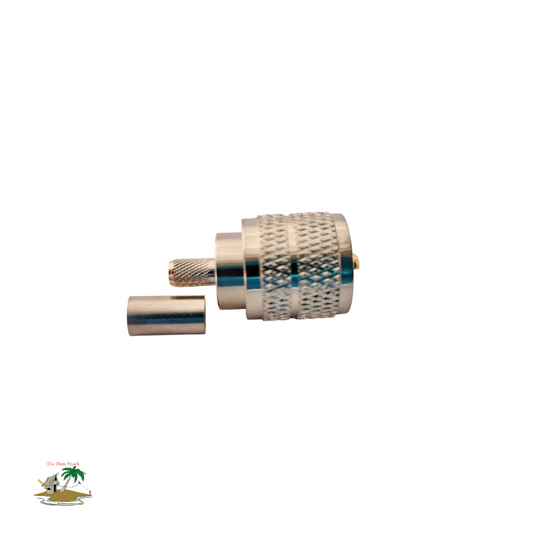 PL259 TYPE Male Crimp Plug for RG58 Coaxial Cable showing side view