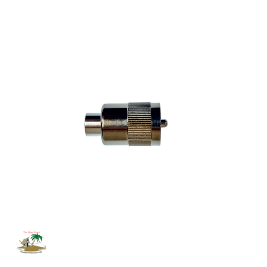 PL259 TYPE Male Screw in plug for RG58 Coaxial Cable - side view close up 
